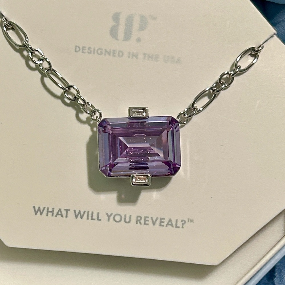 Purple Emerald-Cut Pendant Necklace by (unknown)
